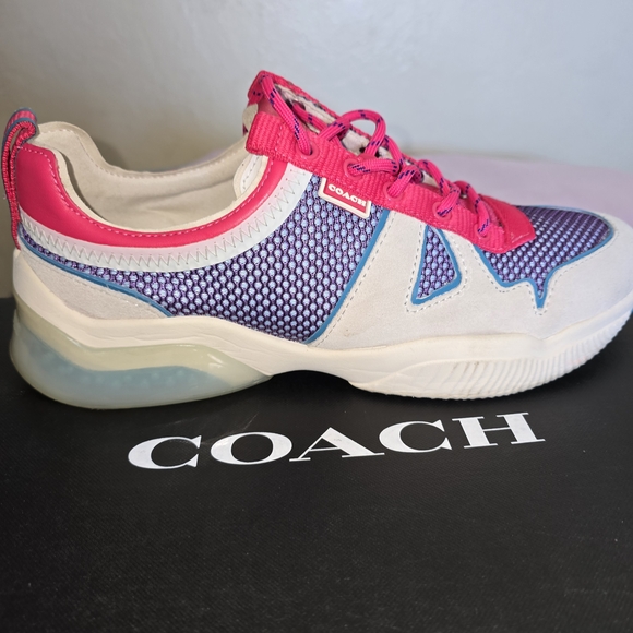 Coach Women's Pink and Cream Sneakers - Picture 3 of 10